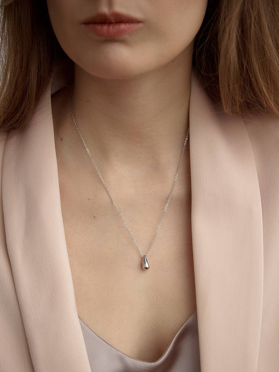 silver tear drop necklace