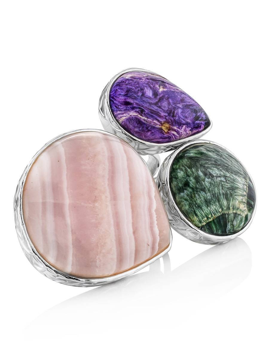 Silver Cocktail Ring With Multicolor Stones Bella Terra, Ring Size: 9 / 19, image 