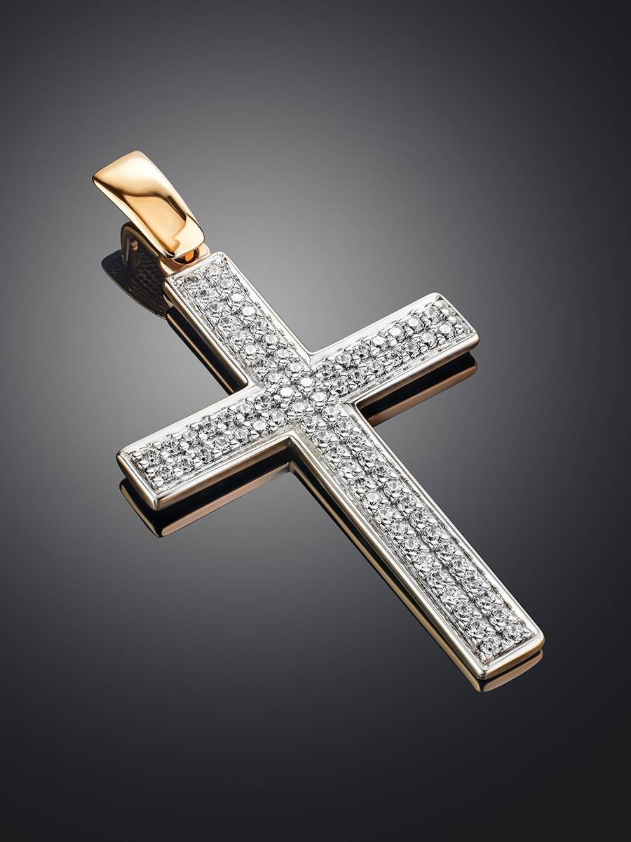 Gold Crystal Encrusted Cross Pendant