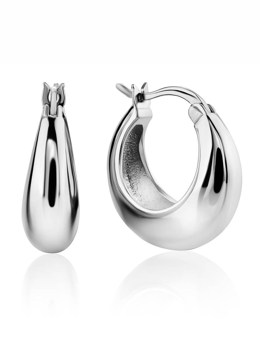 Ecoated Sterling Silver Small Thick Cashew Hoop Earrings