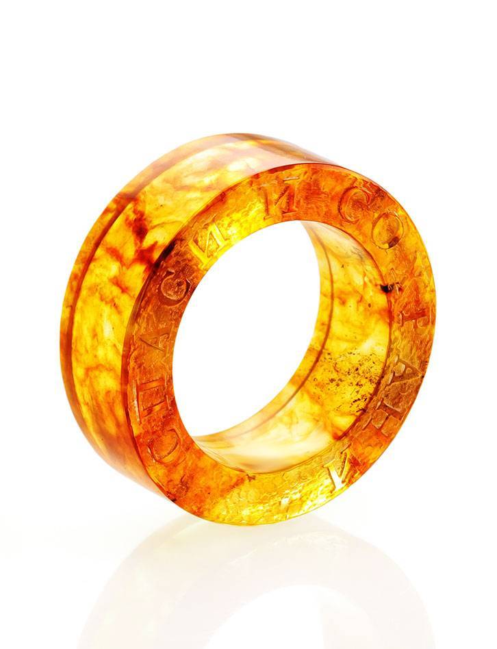 Engraved Amber Band Ring The Magma, Ring Size: 6.5 / 17, image , picture 4