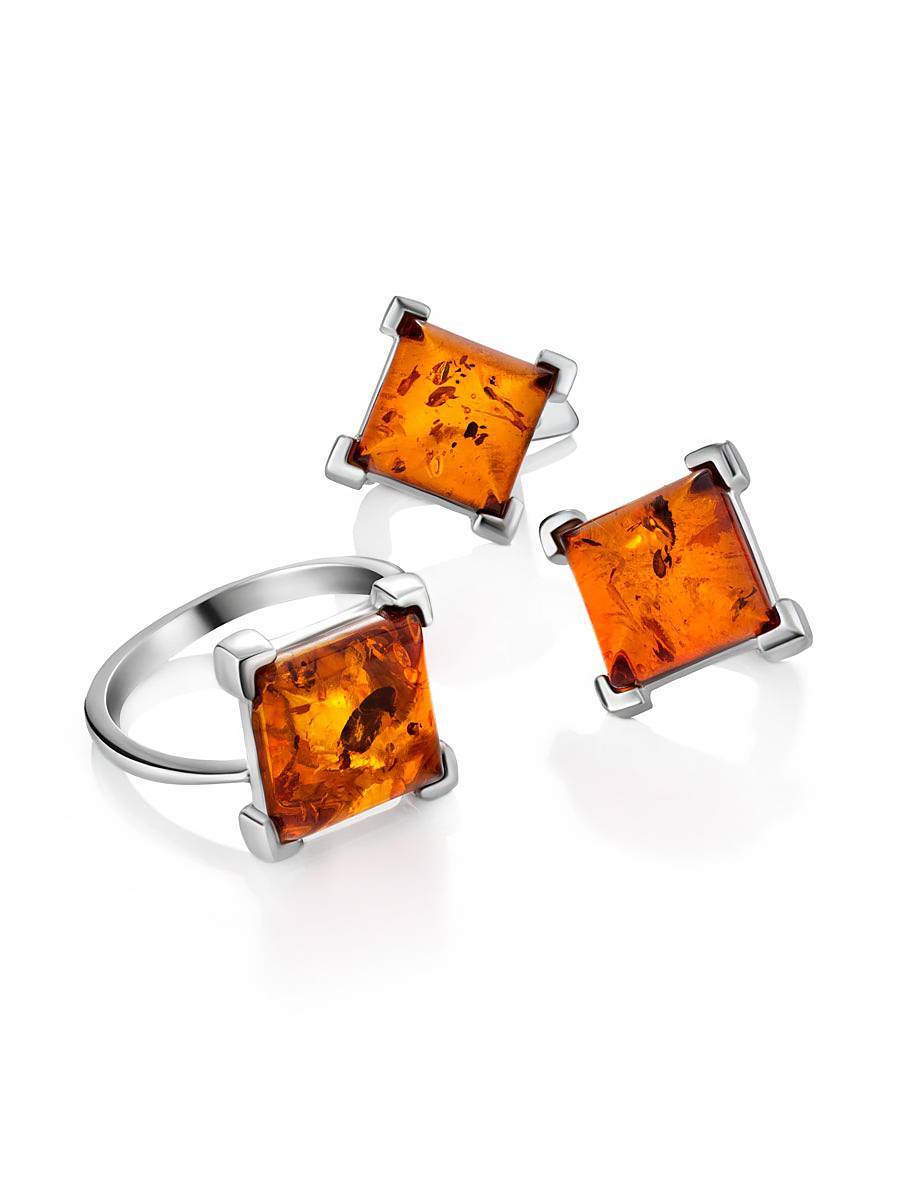 square amber earrings