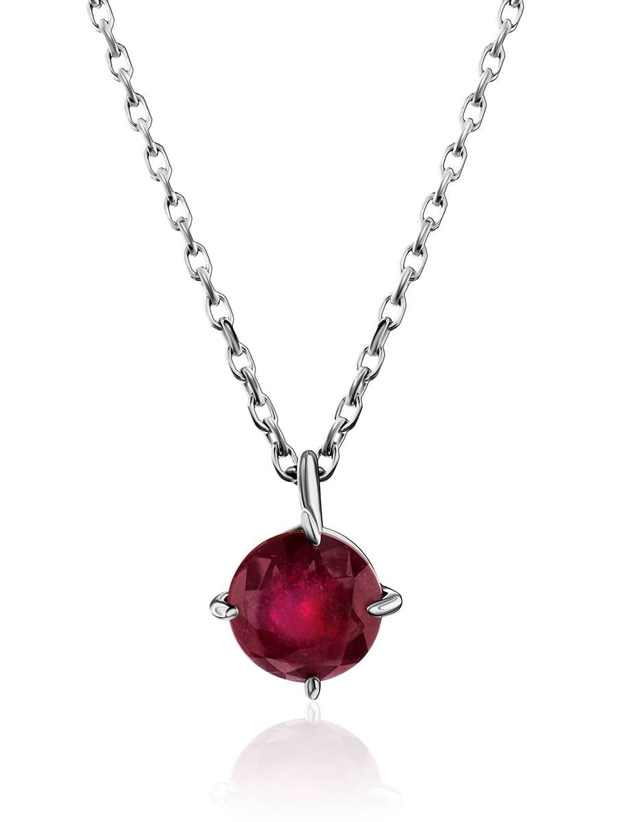 Simplistic Design Silver Ruby Necklace