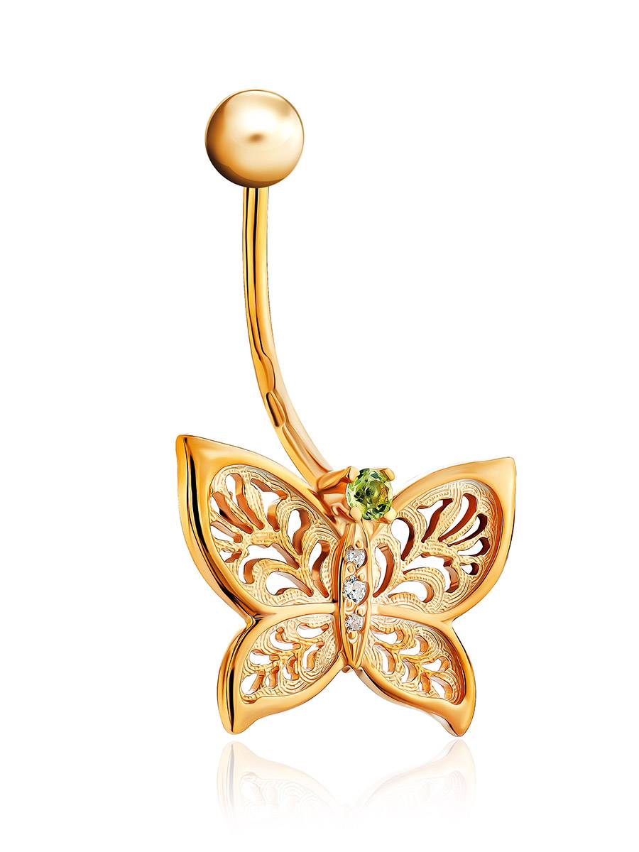 Butterfly Motif Gilded Silver Navel Ring