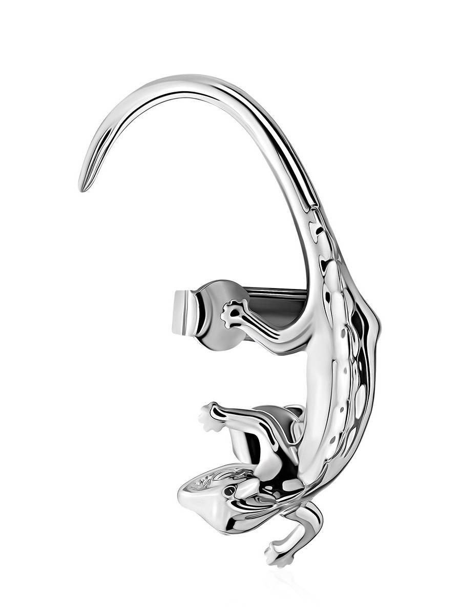 Designer Lizard Motif Silver Ear Cuff The Liquid, image 