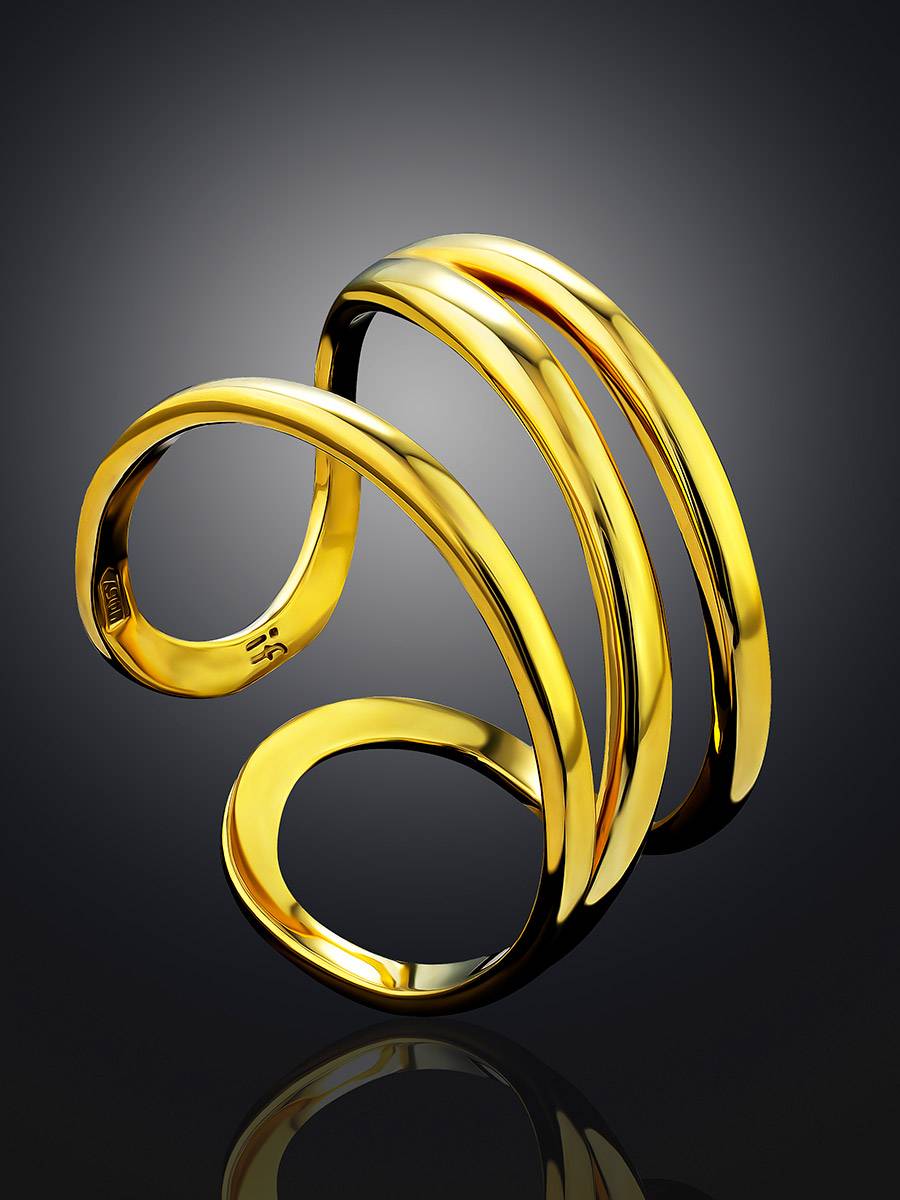 Bright Gilded Silver Triple Band Ring The ICONIC, Ring Size: Adjustable, image , picture 2