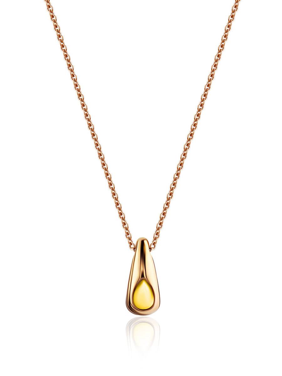 Simplistic Design Rose Gold Plated Amber Necklace The Palazzo, image 