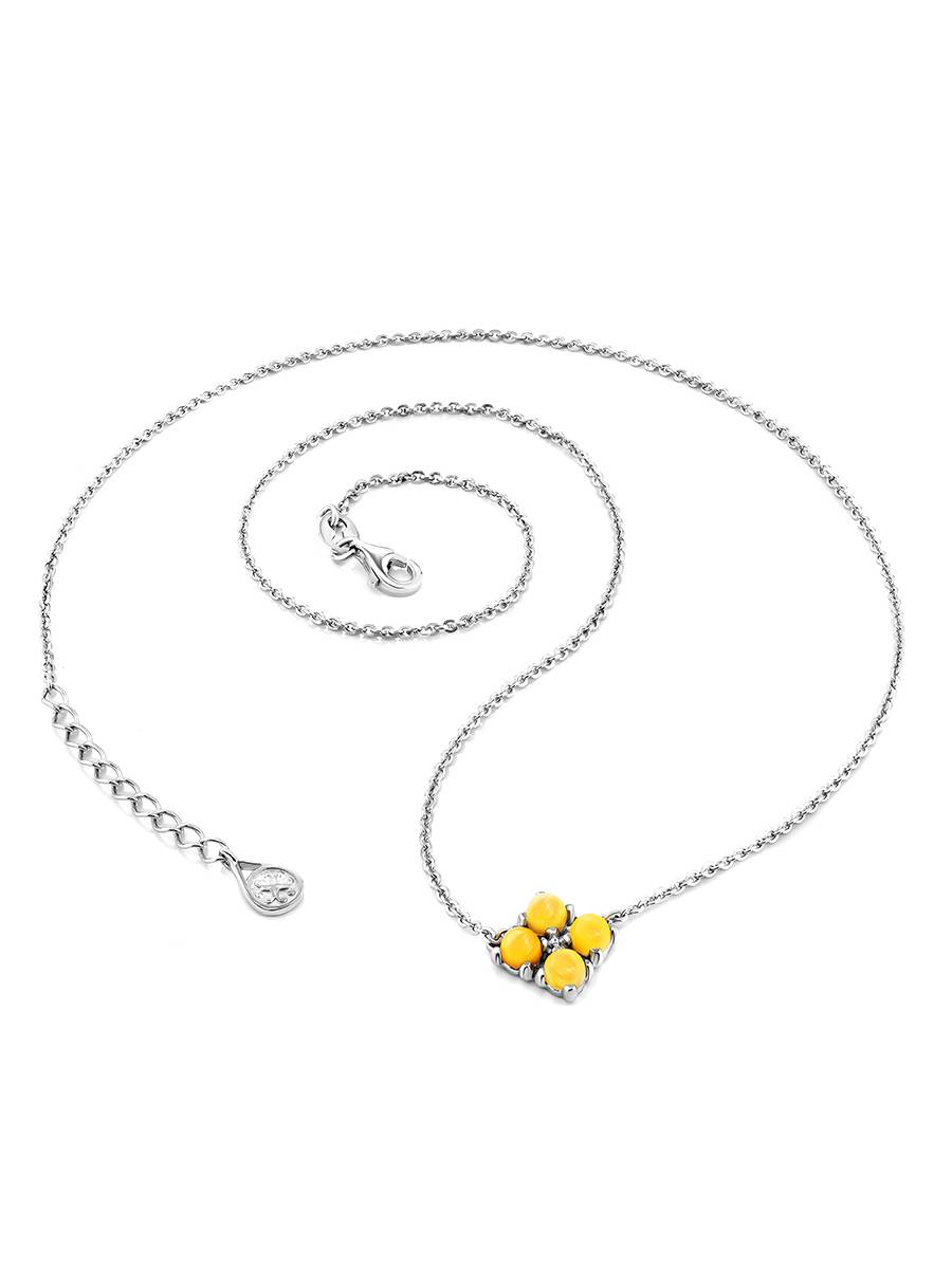 Simplistic Design Silver Amber Necklace The Supreme, image , picture 4