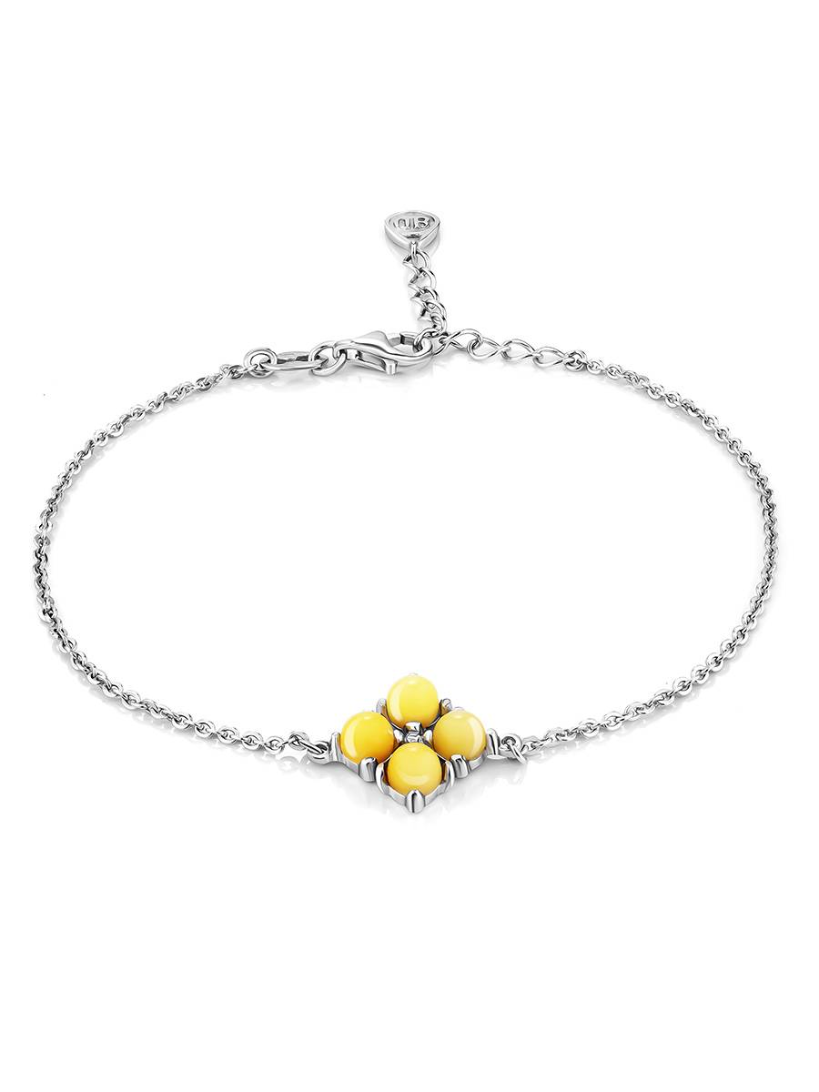 Refined Silver Amber Chain Bracelet, image 