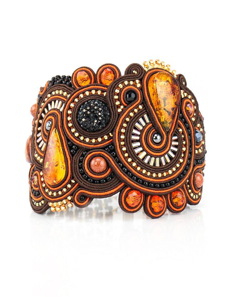 Designer Leather Amber Braided Bracelet The India, image 