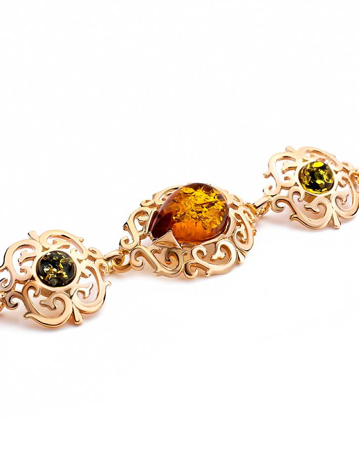 Fabulous Gold Plated Silver Bracelet With Multicolor Amber The Luxor Collection, image , picture 3