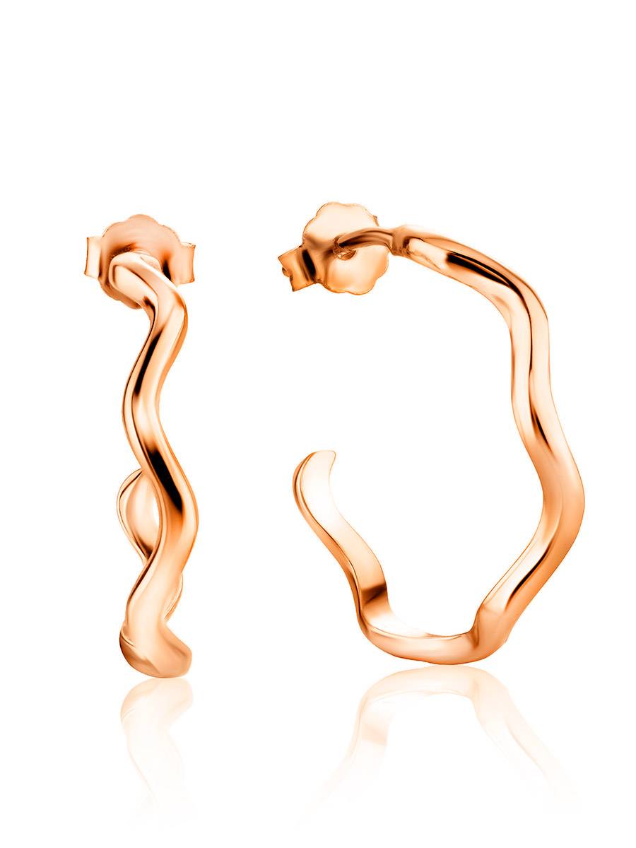 Wavy Design Rose Plated Silver Earrings The Liquid, image 