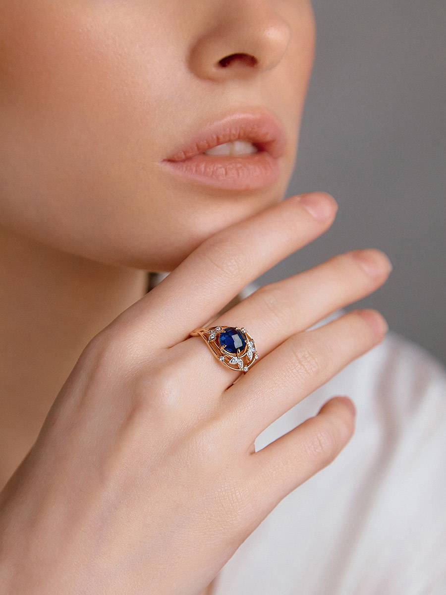 Кольца :: Кольца из золота :: Кристалл :: Сапфир :: Сверкающее золотое ...