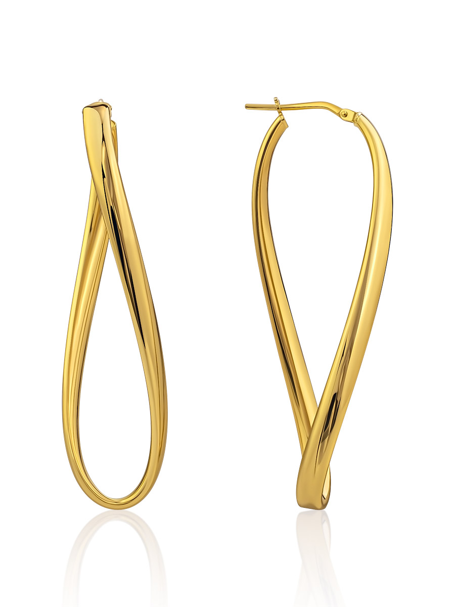 Fashionable Swirling Design Gilded Silver Earrings The Silk, image 