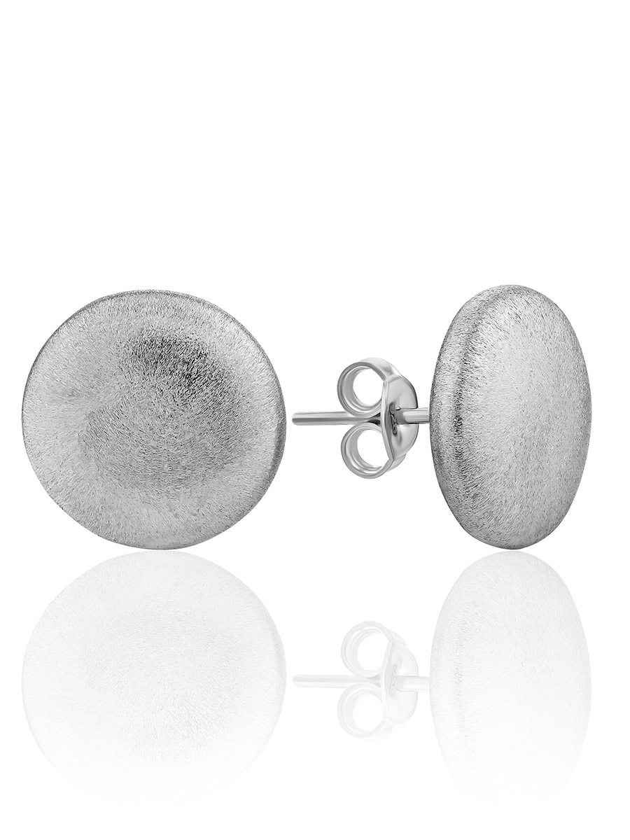Classy Matte Silver Stud Earrings The Silk, image 