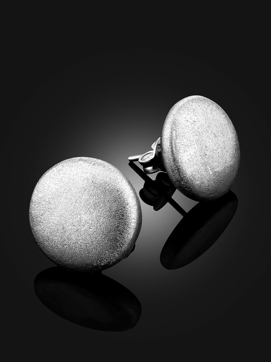 Classy Matte Silver Stud Earrings The Silk, image , picture 2