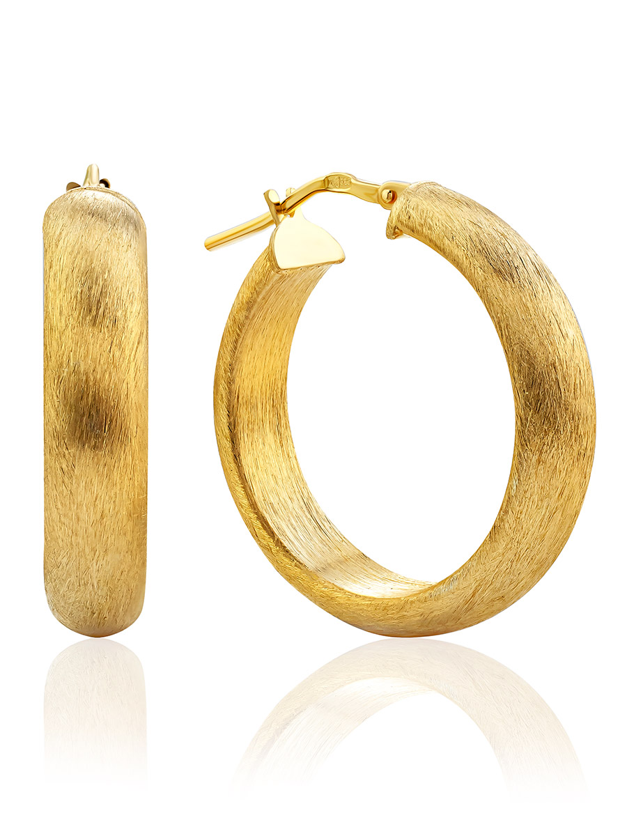 Classy Matte Finish Gilded Silver Hoop Earrings The Silk, image 