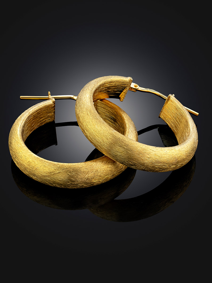 Classy Matte Finish Gilded Silver Hoop Earrings The Silk, image , picture 2