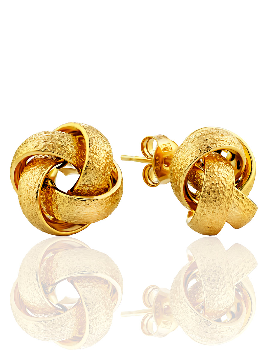 Classy Clew Motif Gilded Silver Stud Earrings The Silk, image 