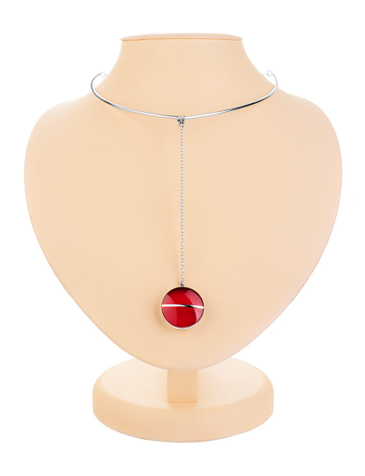 Exclusive Design Silver Amber Necklace The Sangria, image 