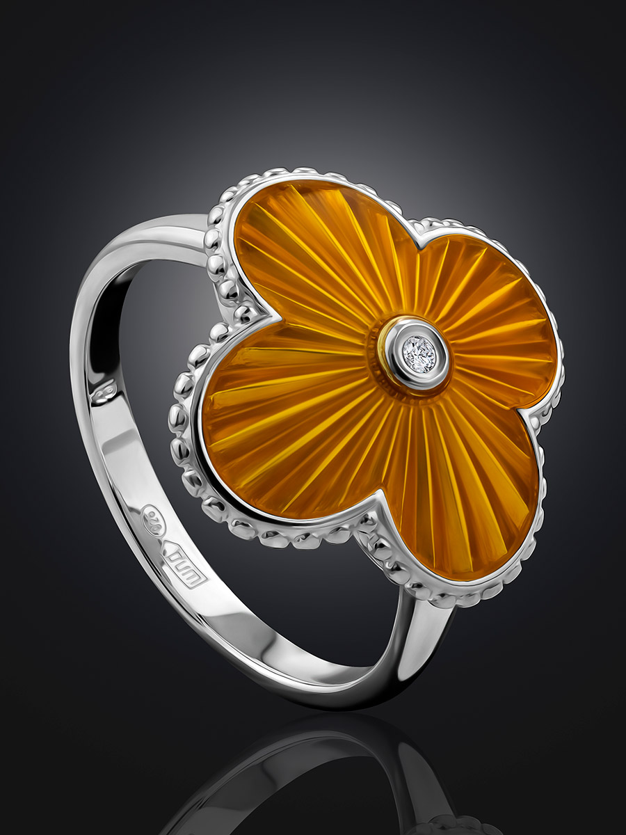 Orange Enamel Diamond Ring The Heritage, Ring Size: 8 / 18, image , picture 2