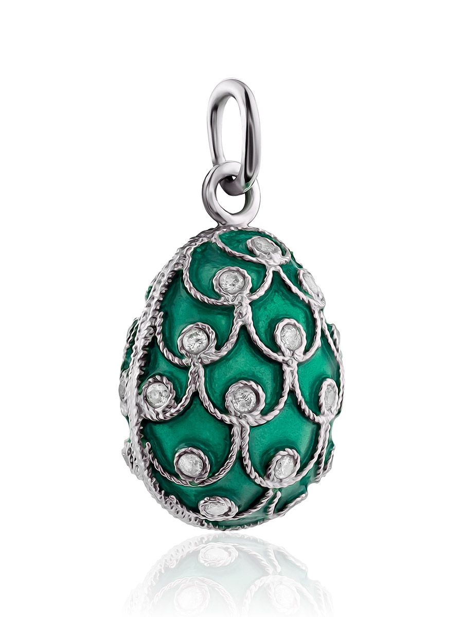 Vintage Inspired Silver Enamel Egg Shaped Pendant The Romanov, image , picture 3