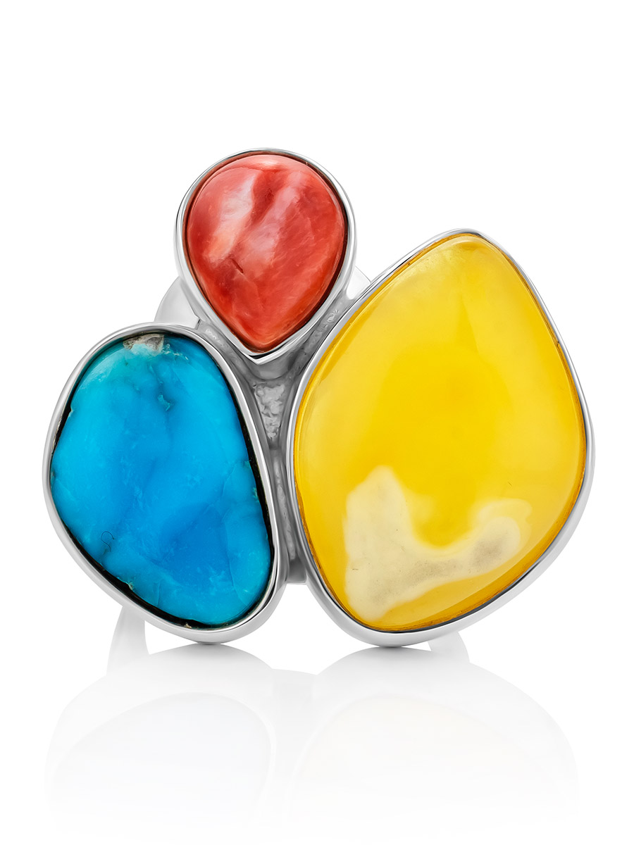 Flamboyant Multi Stone Cocktail Ring The Bella Terra, Ring Size: Adjustable, image , picture 3