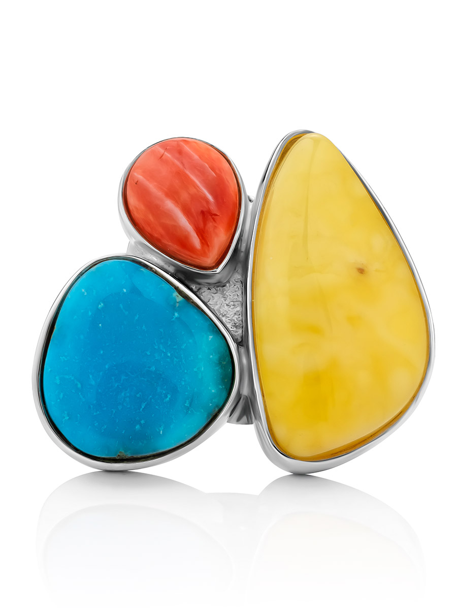 Bright Multi Stone Cocktail Ring The Bella Terra, Ring Size: Adjustable, image , picture 2