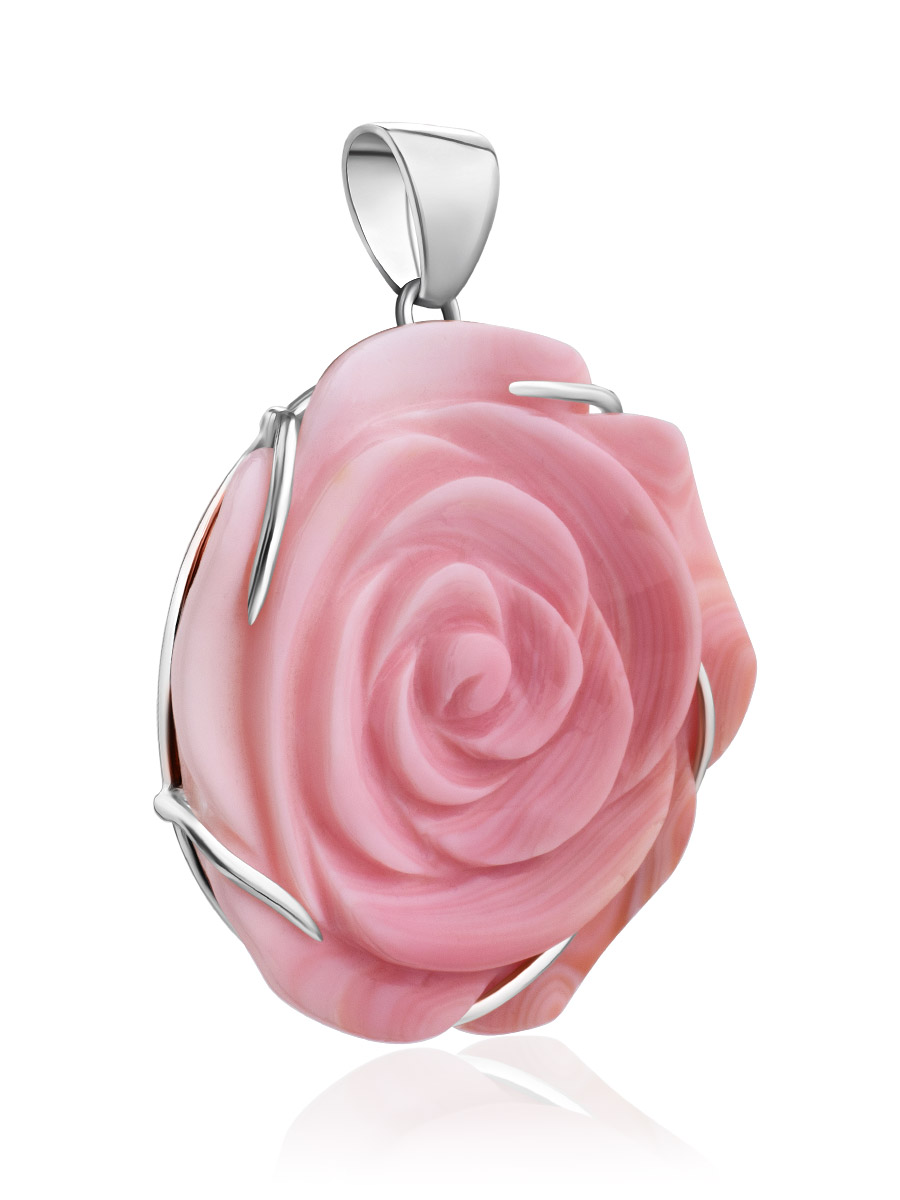 Charming Rose Motif Oyster Shell Pendant, image , picture 4