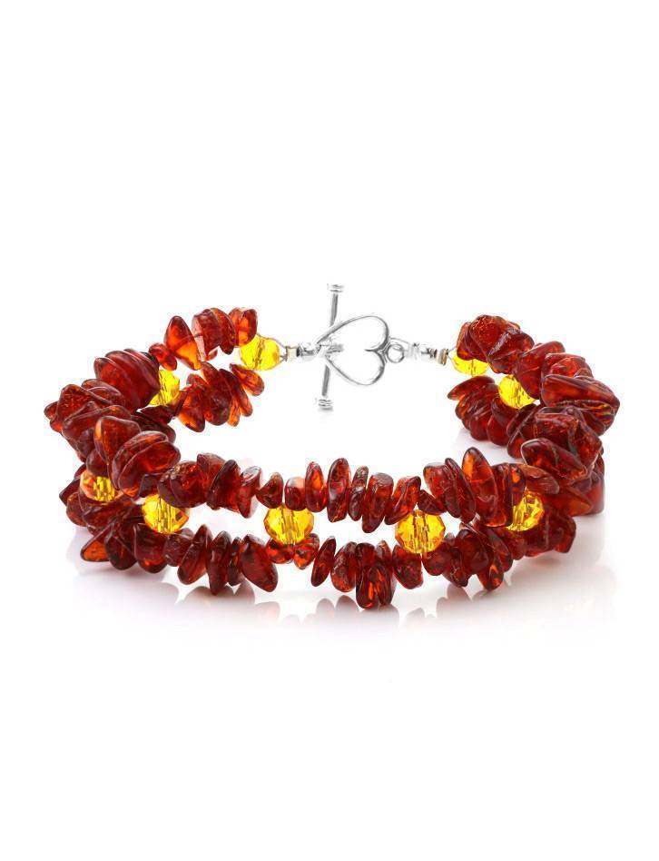 Cherry Amber Designer Bracelet With Glass Beads, image 