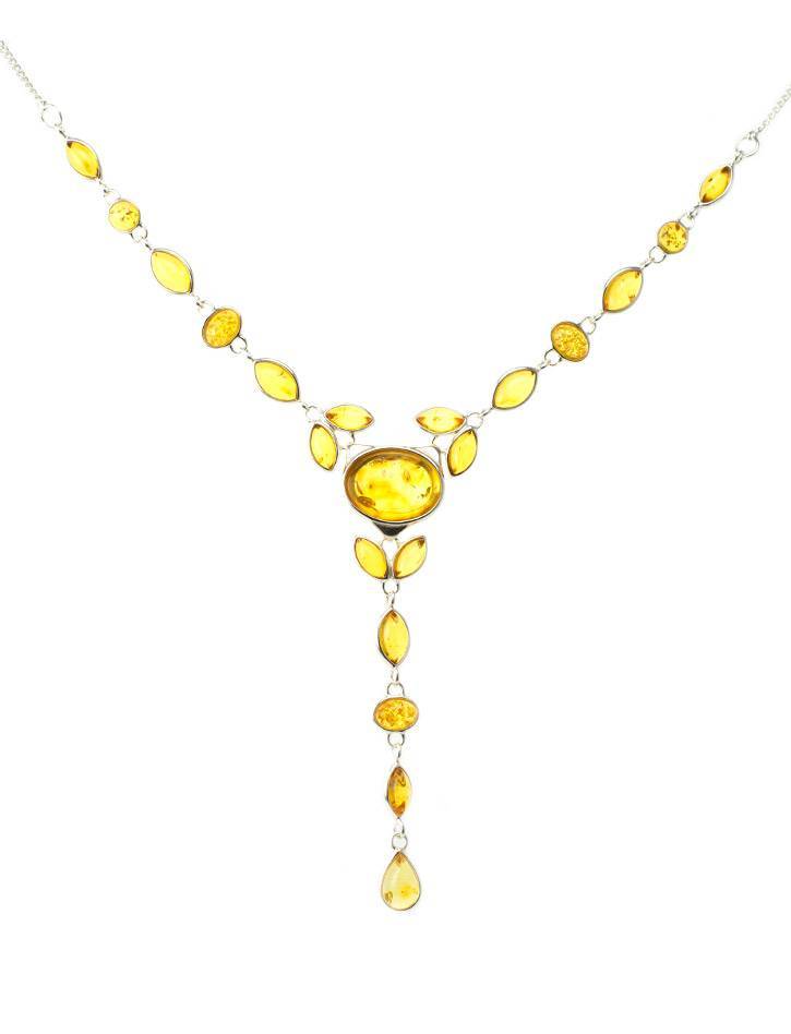 Refined Lemon Amber Necklace In Sterling Silver The Josephine Collection