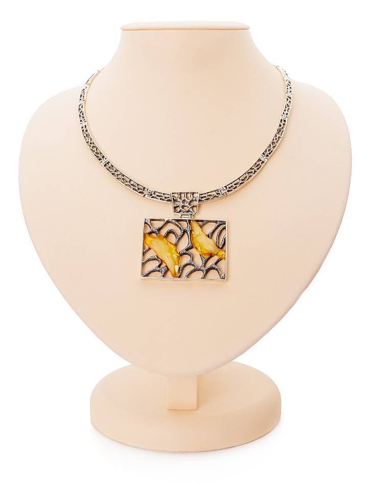 Honey Amber Necklace In Sterling Silver The Lava, image 