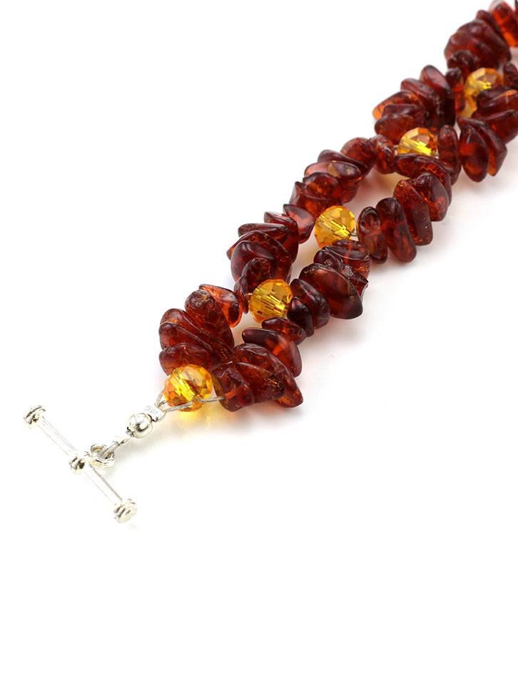 Cherry Amber Designer Bracelet With Glass Beads, image , picture 5
