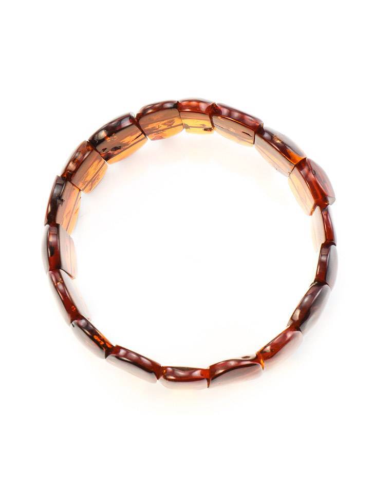 Cognac Amber Flat Beaded Stretch Bracelet, image , picture 3