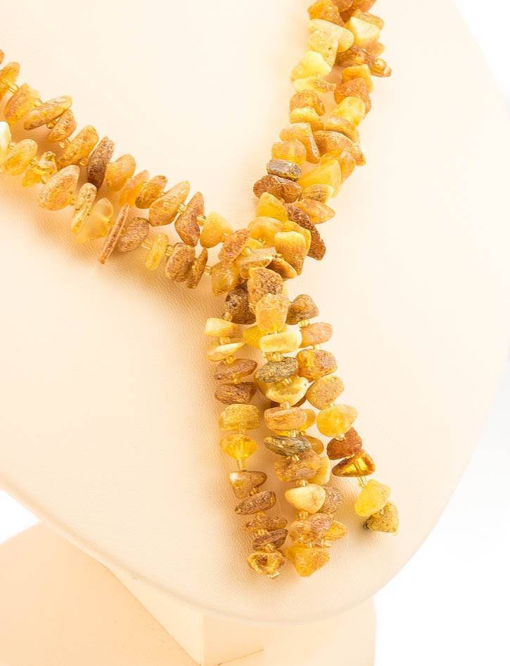 Raw Amber Beaded Necklace With Dangles, image , picture 5
