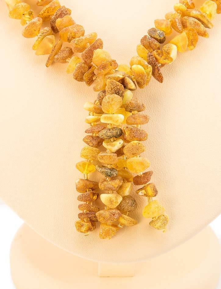 Raw Amber Beaded Necklace With Dangles, image , picture 2