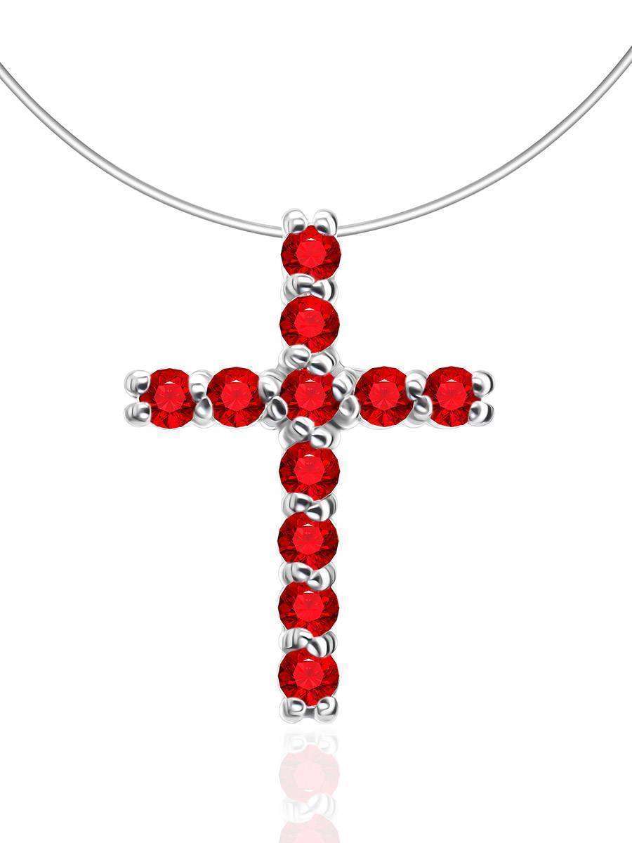 Invisible Necklace With Crystal Cross 