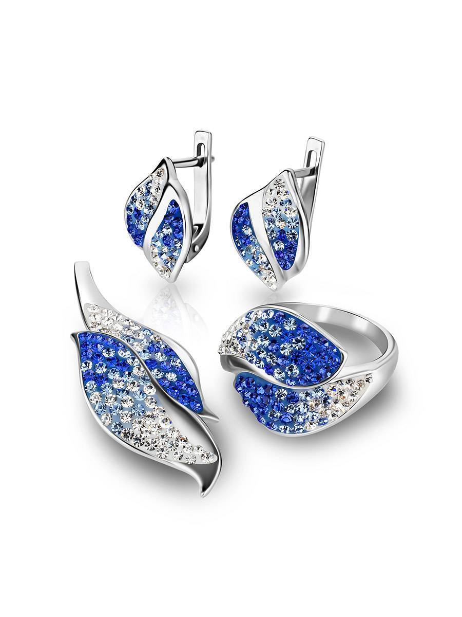 Серьги :: Серьги из серебра :: Серебряные серьги с белыми и голубыми ...