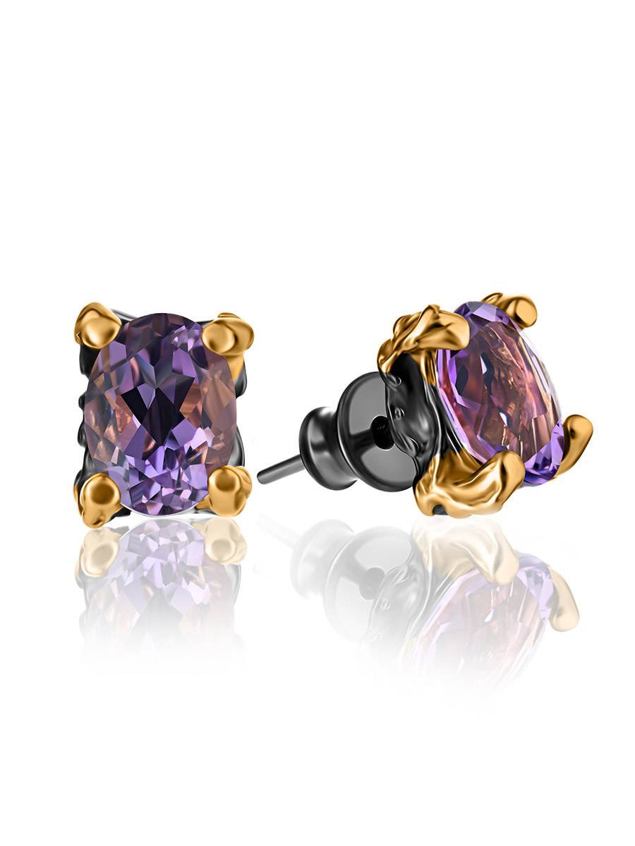 Серьги :: Серьги-гвоздики :: Небольшие серьги-гвоздики с аметистами в ...