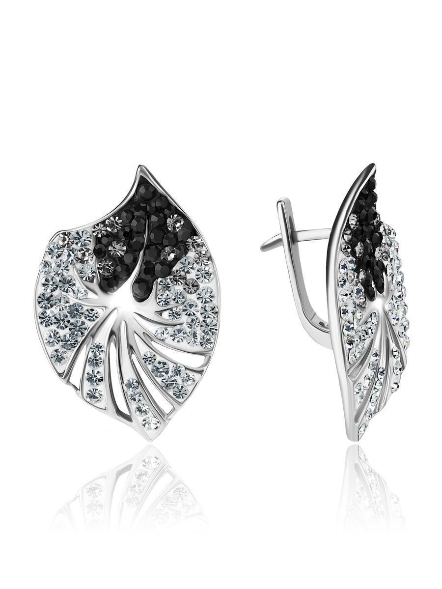 silver leaf shaped earrings