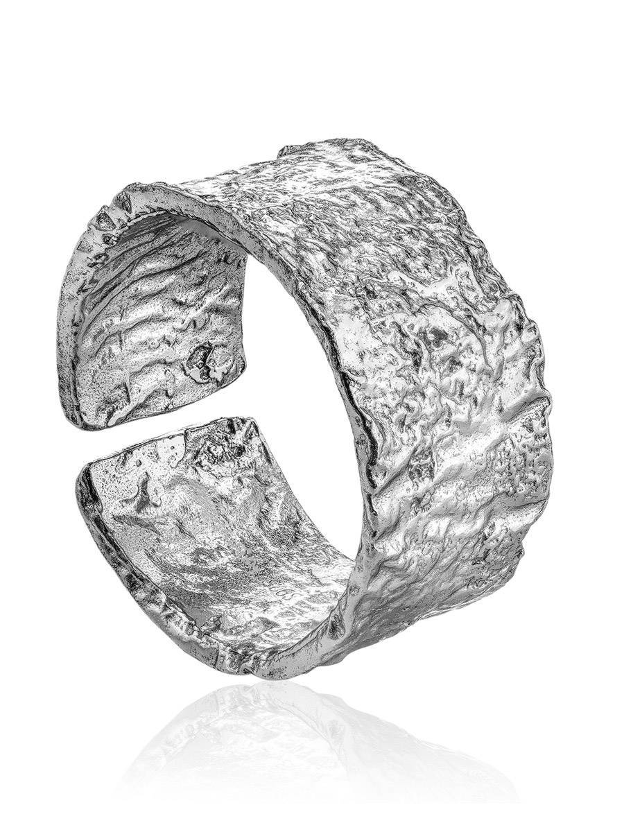 Antiqued Finish Stylish Silver Ring The Liquid, Ring Size: Adjustable, image 