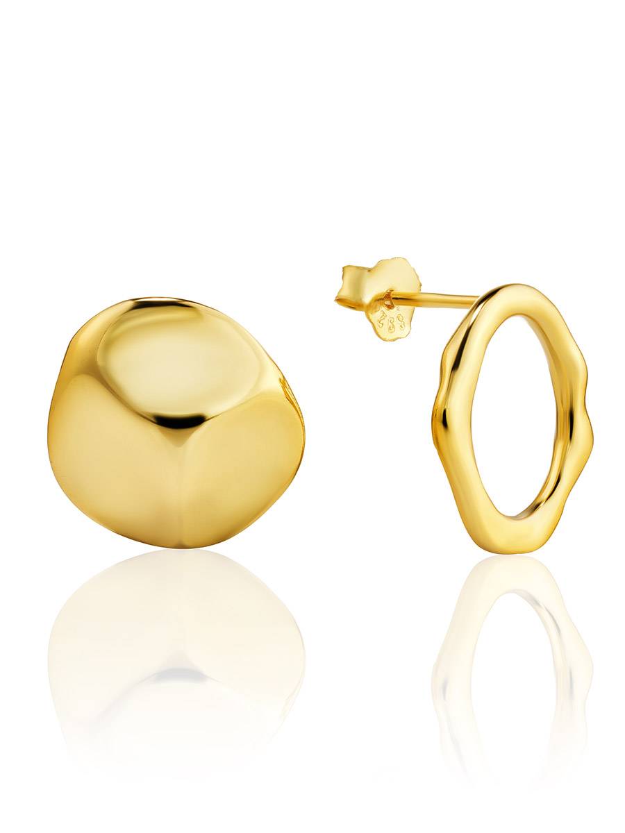 Asymmetric Pairing Of Gold-Plated Silver Earrings The Liquid, image 
