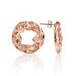 Textured Rose Gold Plated Silver Round Earrings The Liquid, image 