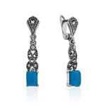 Feminine Silver Turquoise Dangle Earrings The Lace, image 