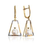Golden Dangles With Pearl And Crystals The Serene, image 