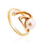 Elegant Golden Earrings With Pearl And Crystals, image , picture 4