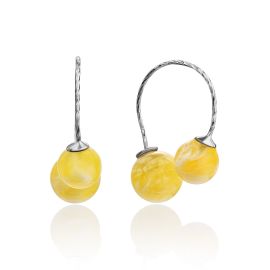 Trendy Silver Threader Earrings With Natural Amber Beads The Palazzo, image 