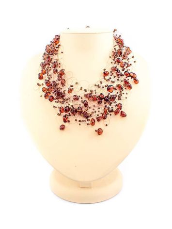 Cherry Amber Necklace With Glass Beads The Fable, image 