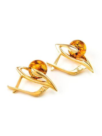 Cognac Amber In Gold Earrings The Aldebaran, image , picture 4