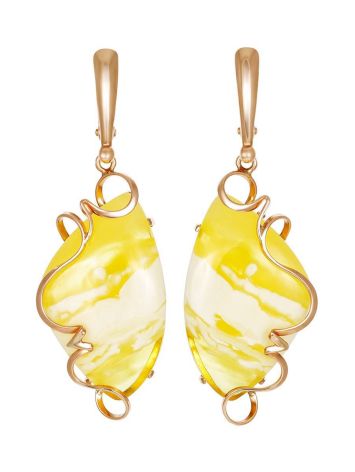 Exquisite Golden Dangles With Cloudy Amber The Rialto, image 